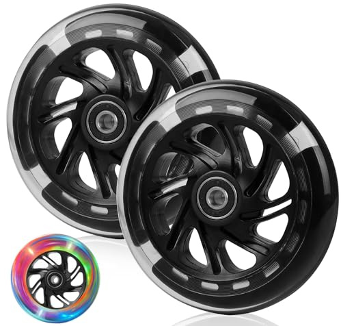 DBREAKS Ruedas luminosas para patinete de acrobacias, 2 unidades de ruedas de luz LED, 120mm ruedas de repuesto LED para patinete con ABEC, 9 rodamientos de bolas, dureza 88A, adecuadas para todo tipo