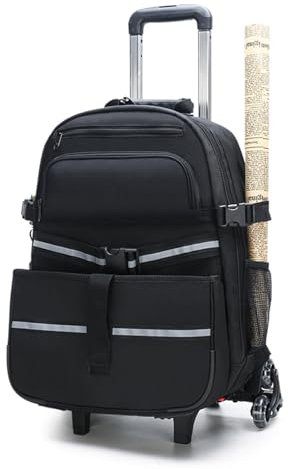 Cubstone Zaino con Ruote, Borsa Multiuso Attrezzi, Borsa per Attrezzi Arrotolabile, con Borsa Portacasco Nascosta e Ruote Triangolari per Arrampicata per Caccia,Trekking,Pesca,Palestra,Campeggio