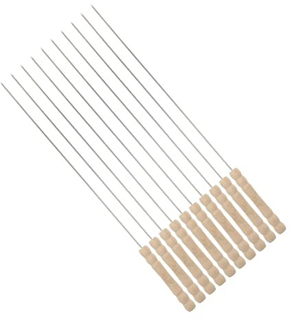 YARNOW 10 Spiedini Per Barbecue in Acciaio Con Manico in Legno, Spiedo Per Grigliare Carne, Ortaggi e Frutta, Accessori Per Barbecue All'aperto e Uso Familiare