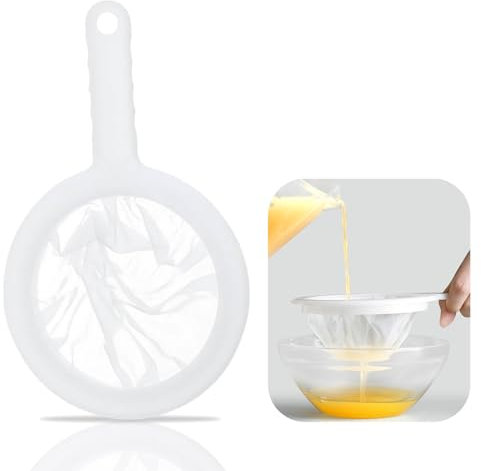 Bralucy Mesh Strainer Sieve 400 Mesh Filter Net Kitchen Ultra-Fine Juice Filter Food Filter Spoon for Seedless Jam, Flour, Yogurt, Soy Milk, Coffee, Honey Tea