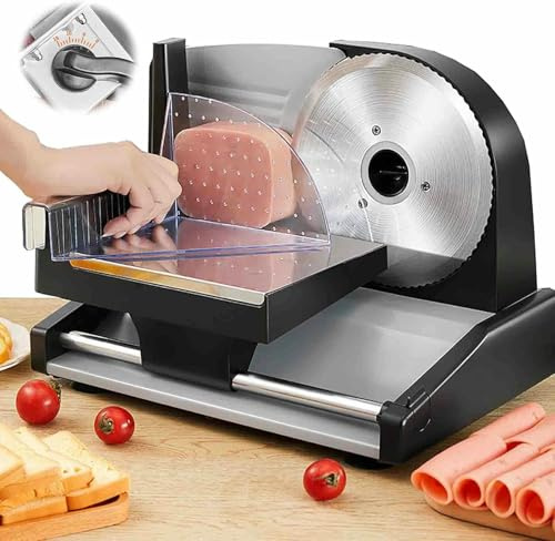 Affettatrice elettrica per carne con spessore regolabile, lama in acciaio inossidabile per uso domestico - ideale per tagliare carne, toast, salsicce e frutta dura