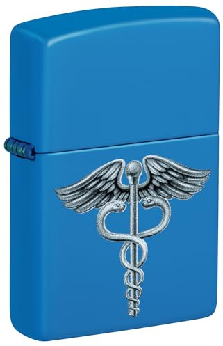 Zippo Lighter: Caduceus Symbol - Sky Blue Matte 46671