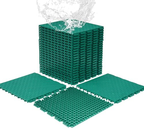 jxgzyy 24 piastrelle per campi da tennis, spessore 1,6 cm, in polipropilene, antiscivolo, per piscina, patio, terrazza, garage e pallamano, verde