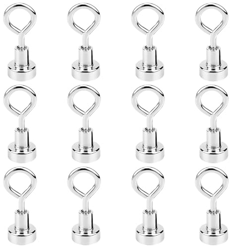 deegbbyi 12 Pièces Poids pour Ballons, Support pour Ballons, Petit Aimant Crochets, Poids pour Ballon Magnétiques, Support Magnétique Rond, pour Fête, Mariage, Anniversaire, Noël (Argent)