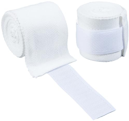 GORGECRAFT 2Pcs Boxing Hand Wraps 3m Long White Elastic Wrist Compression Bandage Training Sparring Inner Gloves Hand Protection for Men Women Martial Arts Muay Thai Kickboxing