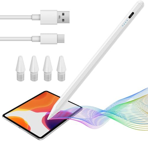Lápiz para iPad 2018-2025 Carga Rápida, Rechazo de Palma, Sensibilidad a la Inclinación, Adsorción Magnética,Stylus Pencil para Apple Pencil con iPad 11/10/9/8/7/A16, Pro M5/3/4/5/6/M4, Air M4/4/5/M2