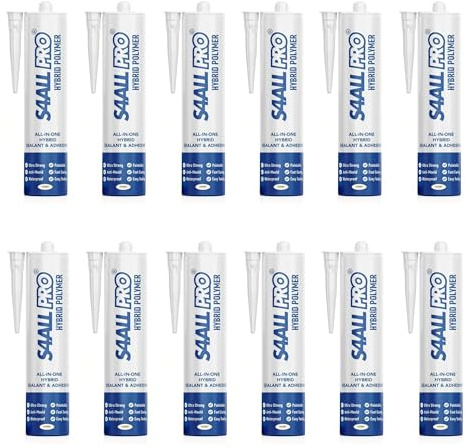Ivory Kitchen & Bathroom Sealant & Adhesive Hybrid Polymer | Superior to Bathroom Silicone Sealant | Waterproof, Odourless, Anti-Mould | Ideal For Kitchen & Around Bath & Shower - 290 ml 12 Pack