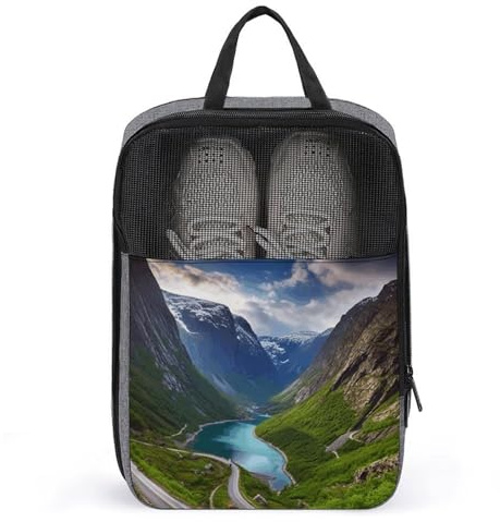 Norwegian Fjords Shoe Bags Travel Shoe Organizer with Zipper Closure Portable Shoe Storage Bag with Handle Breathable Shoe Bags for Packing for Home Water Sports