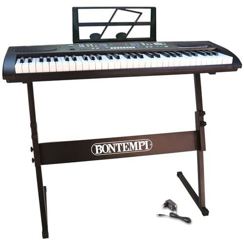 Bontempi- Clavier 61 Touches avec Pied, 16 6125, L94cm x W31cm x D90cm