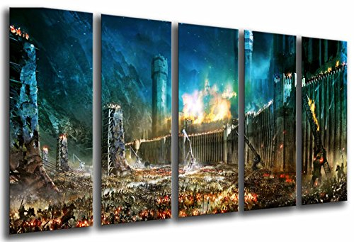 Wandbild - Herr der Ringe, Der Kampf um Mittelerde, 165 x 62 cm, Holzdruck - XXL Format - Kunstdruck, ref.26660