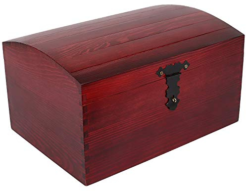 Creative Deco XXL Große Rot Holztruhe Holzkiste mit Deckel und Schloss | 34,5 x 25 x 19,2 cm | Schatztruhe Groß Spielzeugkiste Holzbox Lackiert Kasten ohne Griffen | für Wertsachen und Spielzeuge