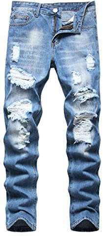 Liuhond Men's Ripped Distressed Destroyed Straight Fit Washed Denim Jeans Pants(3332Blue, 34)