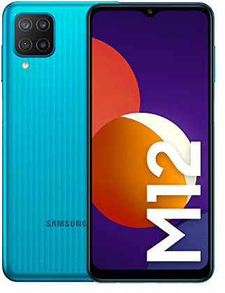Samsung Galaxy M12 Android Smartphone, Quad-Kamera, 6,5 Zoll Infinity-V Display, starker 5.000 mAh Akku, 128 GB/4GB, Handy in Grün, (Deutsche Version) [Exklusiv bei Amazon]