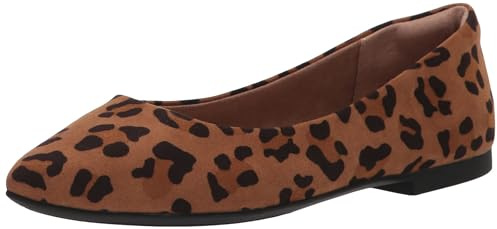 Amazon Essentials Women's Pointed-Toe Ballet Flat, Brown Leopard, 5 UK