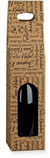 10 scatole per 1 bottiglia vino verticali modello bordolese, borgognotta robuste strenne natalizie cartone accoppiato e maniglia esterna cm.9 x 9 x 38,5 h AVANA WORDS