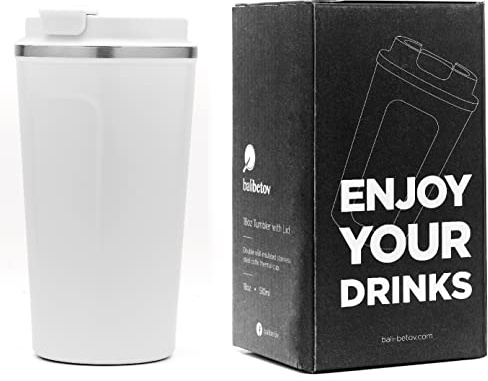 BALIBETOV Tazza Termica da Viaggio 510ml - Beuta da Vuoto in Acciaio Inossidabile per Caffè e Altre Bevande - Coperchio a Prova di Perdite (Bianco)