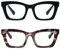 Kodilin 2 Pacco Occhiali da Lettura Vintage Oversize Square Frame Grande Retrò Quadrati Rettangolar Anti Luce Blu per Donna Cerniera a molla Nero+Tartaruga 1.0