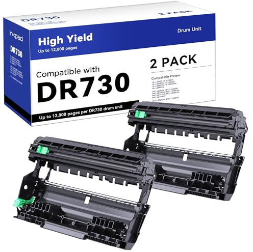 iNKPAD DR730 Drum Unit Compatible Replacement for DR-730 Drum Units to use with MFC-L2710DW MFC-L2750DW HL-L2390DW HL-L2395DW HL-L2350DW DCP-L2550DW HL-L2370DW Printers (2 Drum, NOT Toner)