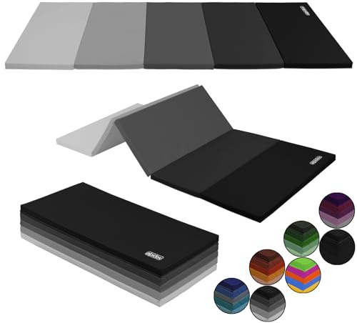 ALPIDEX Esterilla de gimnasia 185 x 78 x 3,2 cm plegable colchoneta de ejercicio suave de suelo deportiva para el hogar niños adultos, Color:gris