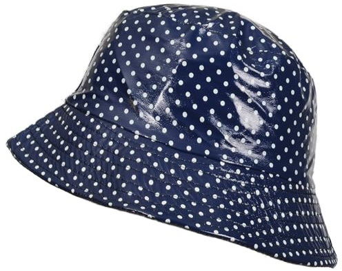 Toutacoo, Waterproof Vinyl Bucket Rain Hat (03-Polka Dot - Blue, Small)