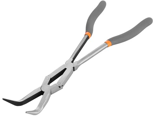Navaris Pinze Lunghe a Doppio Snodo - Pinze a Becco Lungo - 1x Pinza Lunga con Punta Piegata a 45 Gradi - Becchi Lunghi per Officina - Strumenti per Bricolage e Fai da te