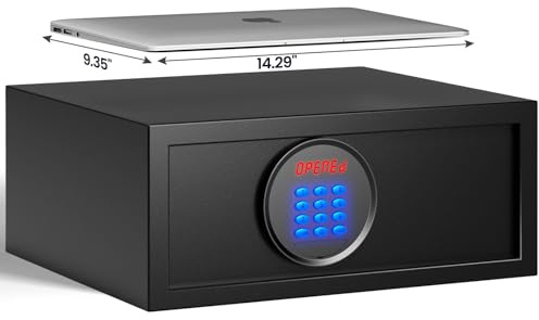 KornerBatl 𝟐𝟑 𝐋𝐁 Hotel Safe Box with Administrator's Password Safe with Silent Mode & LED, Laptop Safe with Backlit Keypad 𝐆𝐢𝐟𝐭𝐬 𝐟𝐨𝐫 𝐌𝐨𝐭𝐡𝐞𝐫‘𝐬 𝐃𝐚𝐲 (15.35D x 19.49W x 7.87H)