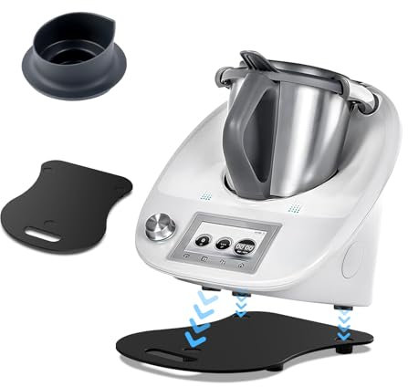 Prelisee Thermomix Zubehör Thermomix Gleitbrett mit 4 Rollen für TM6, TM5 & Messbecher Deckel für Thermomix, Rollbrett Gleitbrett aus Acryl 36x28cm für Thermomix Vorwerk Tm5 Tm6,Schwarz