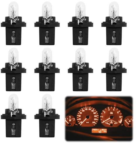 10 lampadine da cruscotto DC 12 V 1,2 W T5 generico contatore a collegamento diretto lampada di visualizzazione di controllo centrale Dash Light per auto moto interno strumento di velocità, giallo