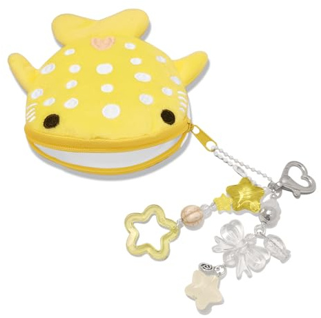 Whale Shark Coin Purse Keychain, Kawaii Keychain (Yellow)