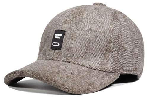 Gisdanchz Casquette Baseball Homme Casquette Baseball Laine Homme Cache Oreille Oreillette Visière Chapeau Hommes Fourrure Cache Oreille Hiver Vetement Brown
