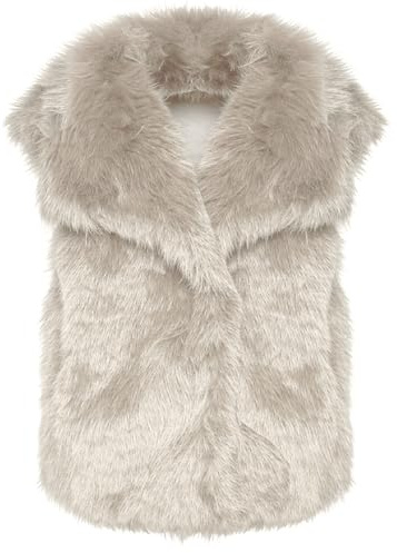 Van Der Rich ® - Gilet Invernale in Pelliccia Sintetica con due Tasche Laterali - Donna (Beige)