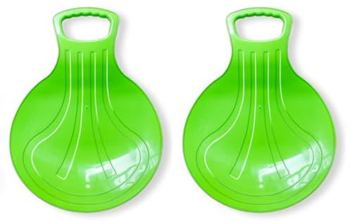 2-Pack All Terrain Snow Sled & Sports Slider - Heavy-Duty Saucer with Handle, Multi-Purpose for Snow, Sand & Grass, Fits Kids, Adults & Pets