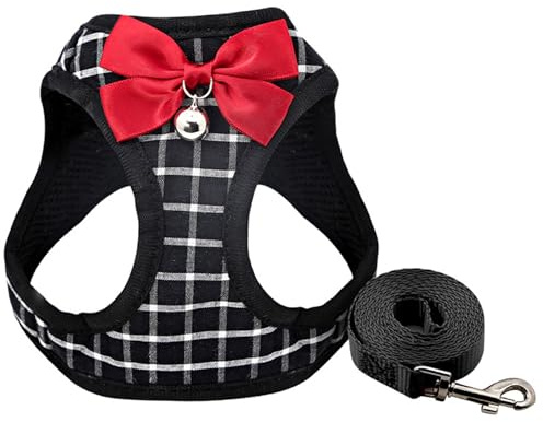 Ensemble Harnais et Laisse pour Chat, Harnais pour Chien XXS Mignon et Respirant avec nœud Cloche, réglable antidérapant pour Chiot Chaton Lapin