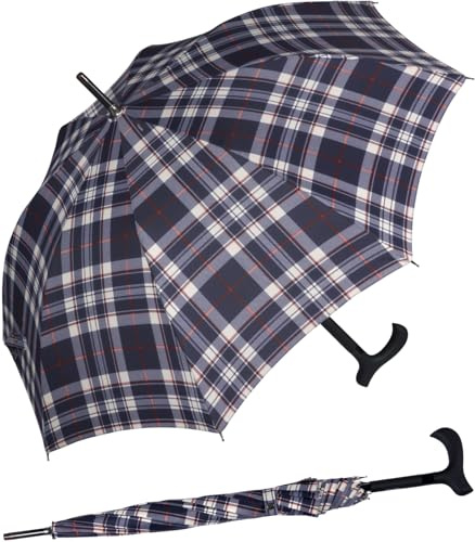 Doppler Stabiler Stützschirm mit Fritzgriff Karo - blau - 82 cm