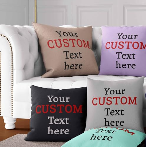 GIFTIMIZED Custom Text Cushion, Personalised Message Pillow, Add Your Words, Name or Quote, Custom Home Decor Cushion Cover or Filled, Gift for Family or Friends