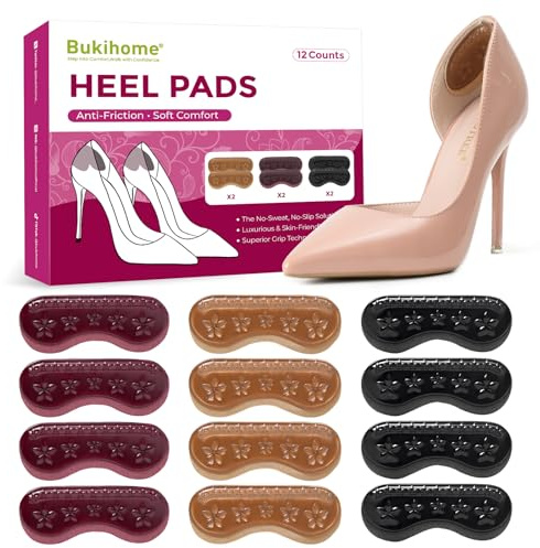Insertos de gel suave para el talón, forros antideslizantes Bukihome para zapatos demasiado grandes, cojines de talón traseros respetuosos con la piel que evitan que los callos duros y alivien la