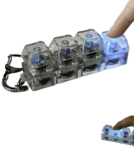 Teclado Antiestres con Luz, Teclado Fidget Toys, Teclados Fidget Clicker, Antiestrés con Teclados Luminoso, Transparente Llavero Anti Estrés para Bolso O Mochila