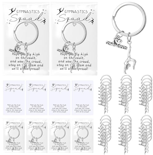 Unittype Lot de 24 porte-clés de gymnastique en métal en vrac - Cadeaux d'équipe pour entraîneurs, joueurs et fans d'athlétisme (style classique)