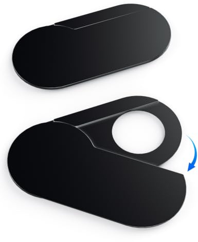 imluckies Cache Webcam Rotatif [Lot de 2], 0,5 mm Ultra-Fin en Métal pour PC Portable, MacBook, iMac, iPad et iPhone, Noir
