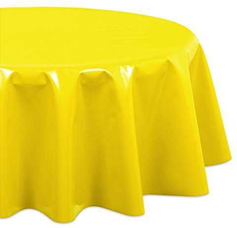 Wachstuchtischdecke OVAL RUND ECKIG Farbe u. Größe wählbar, Tischdecke Wachstuch abwischbar, Uni Einfarbig (Eckig 140x160 cm, Gelb)