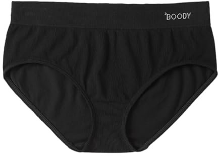 Boody | Women's Midi Briefs | Organic Bamboo Underwear | Seamless Knickers | Black | Large | Single