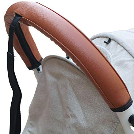 Funda de piel con asa compatible con Babyzen Yoyo 2, accesorios para cochecito, funda protectora de poliuretano para YOYO+ reposabrazos (sin correa de muñeca) (marrón)