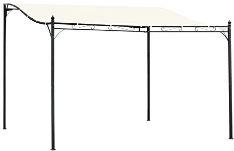 Outsunny 4 x 3 Meters Canopy Metal Wall Gazebo Awning Garden Marquee Shelter Door Porch - Cream