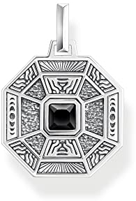 Thomas Sabo Herren Ketten Anhänger Talisman, mit schwarzem Onyx-Stein, 925er Sterlingsilber geschwärzt, Maße: 28 x 20 mm, PE950-507-11