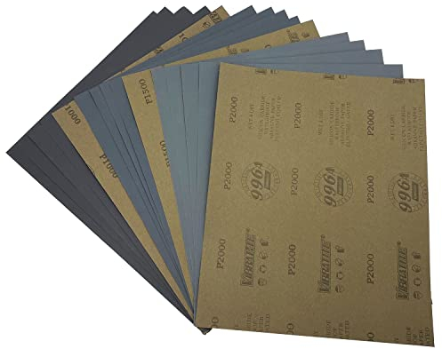 Autkerige Schleifpapier Set，(1000 1500 2000) körnung, 15 stück 230 x 280mm Nass-und-Trocken Schleifblätter für Handwerk Glas Metall Rostentfernung