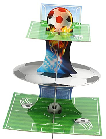 LABRIMP 2 Sets Cake Stand Football Cupcakes Stand Cupcake Tower 3 Tier Dessert Tray Tray Mini Cake 2022 World Cake Tower Cup Desk Topper Cardboard Paper Square Table Frame Bride