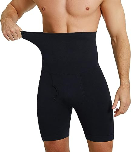 Gotoly Contenitivo Modellante Boxer da Uomo Vita Alta Compressione Boxer Intimo Modellante Mutande da Uomo Controllo Pancia Dimagranti Shapewear Elasticizzato Pantaloncini (XL/XXL, Nero)