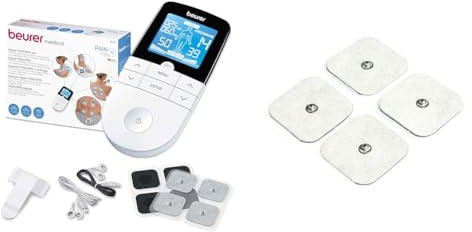 Beurer EM 49 Électrostimulateur musculaire 3 en 1 : TENS/EMS/Massage & Electrodes en gel autoadhésif Beurer, kit de remplacement composé de 8 électrodes, 45 x 45 mm, compatibles avec les appareils