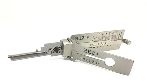 Professionelles Schlosserwerkzeug für Haustürschloss, ziviles LiShi 2-in-1-Dietrich- und Decoder-Werkzeug, Lockpicking und Schlüsselleser (BE2-6)