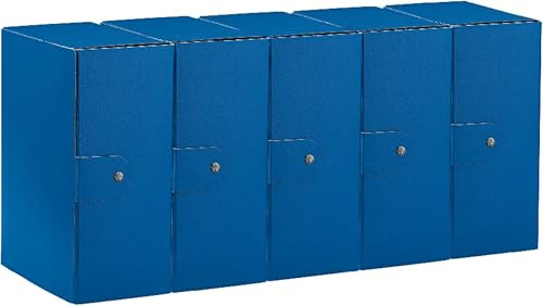 Esselte C35 EUROBOX Cartella Progetti per l'archiviazione, chiusura con bottone, 25 x 35 cm, Dorso 15 cm, Blu, Confezione da 5 pz, 390335050